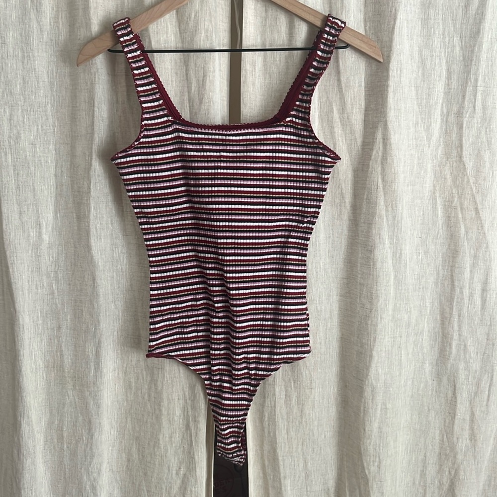Hollister Striped Square Neck Tank Ribbed Bodysuit